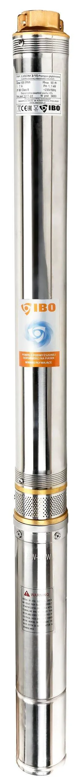 Pompa głębinowa 3,5" SD 5-14 (1,1kW,400V) IBO 20m kabla
